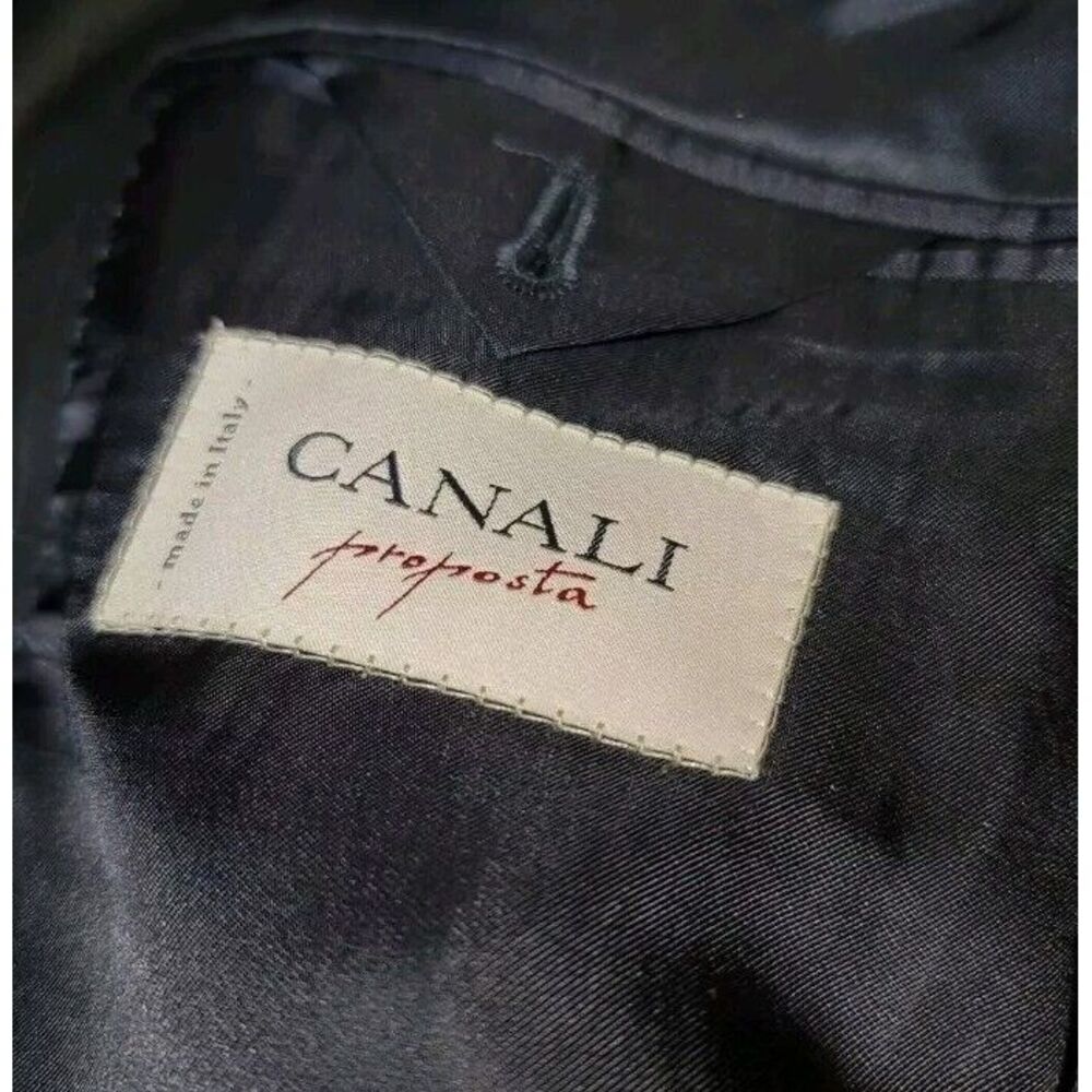 Canali Black Pinstripe Sport Coat Blazer - Picture 4 of 13